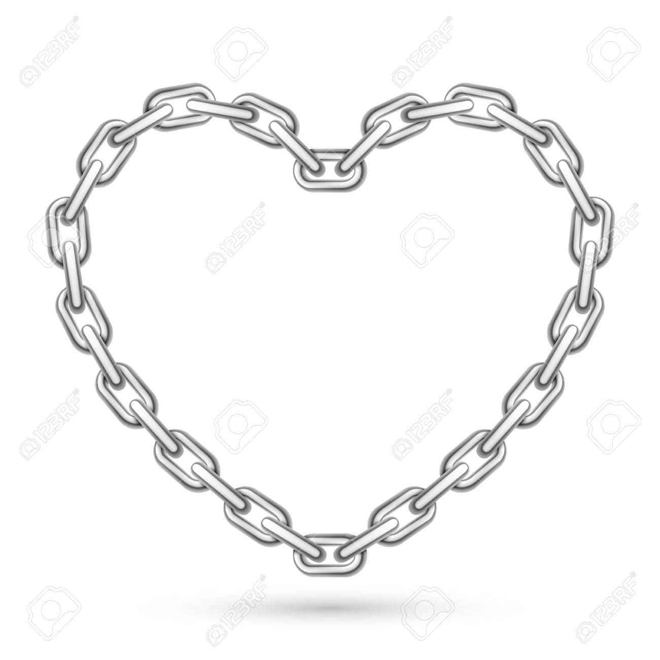 1300x1300 Metal Heart Shaped Chain On White Background Royalty Free Cliparts