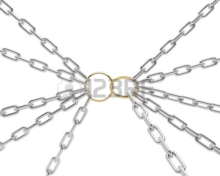 450x360 Chain With Two Red Heart Links 3d Rendering Isolated On White