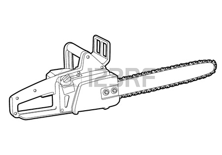 450x315 Outline Chainsaw On White Background Royalty Free Cliparts
