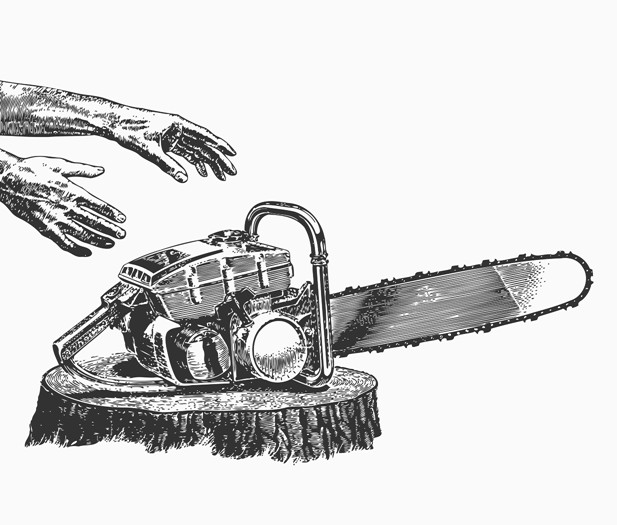 617x525 Hands Reaching For Chainsaw Printable Image Illustration Sketch