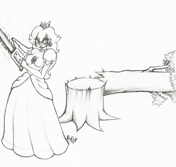 600x568 Princess Peach With A Chainsaw ( Request ) By Vivike4321