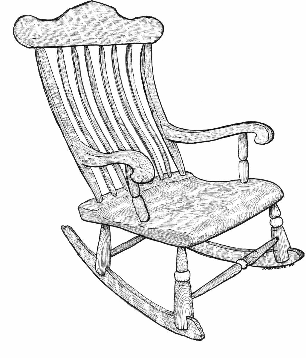 1024x1197 Exellent Rocking Chair Drawing Hand Of Old Wooden For Design