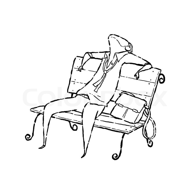 800x800 Image Drawing Cartoon Style Of Tired Man On Chair Stock Photo
