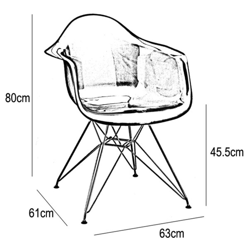844x844 Eames White Replica Designer Arm Chair With Steel Eiffel Legs