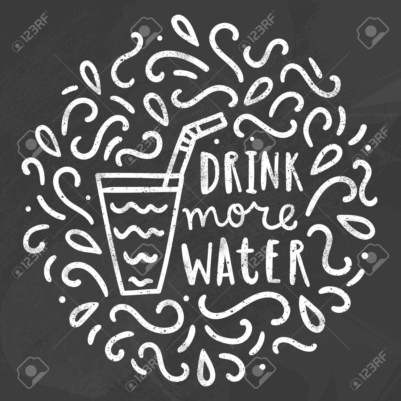 1300x1300 Drink More Water. Chalk Doodles. Vector Hand Drawn Illustration