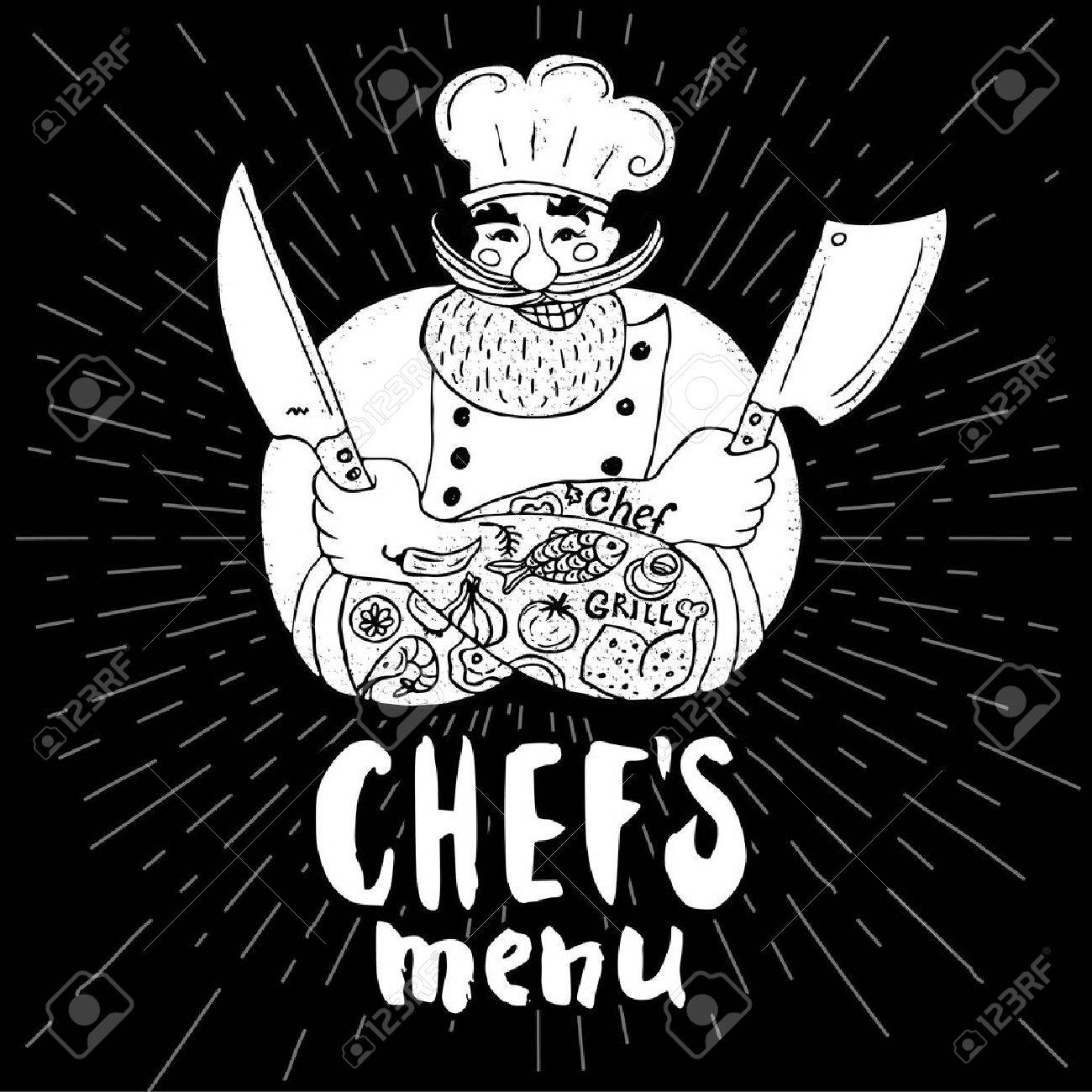1300x1300 Chefs Menu Logo Chalkboard, Background Chef, Male, Beard, Mustache