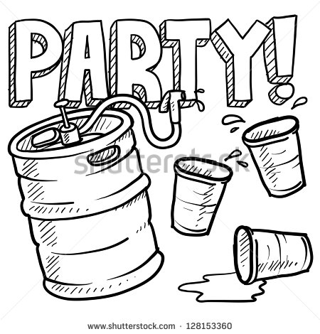 450x470 Doodle Style Beer Keg, Frat Party, Or Kegger Illustration