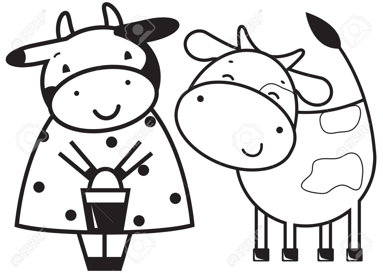 1300x928 Majestic Funny Outline Two Cows Royalty Free Cliparts Vectors