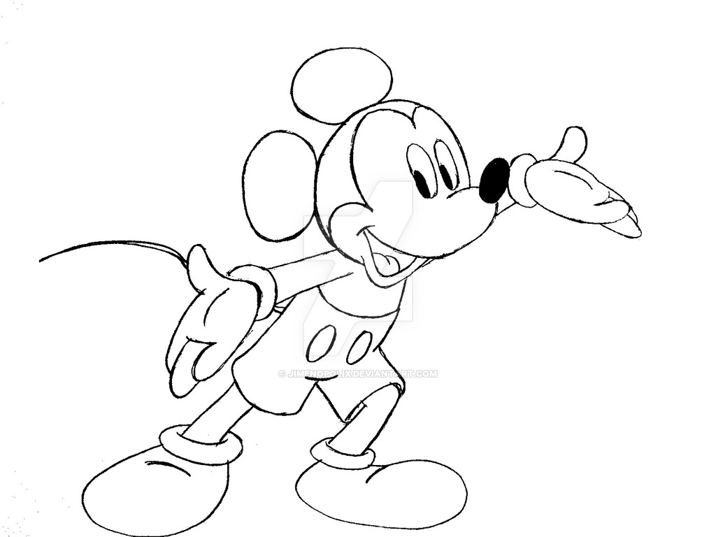 1024x768 Mickey Mouse Line Drawing Mickey Mouse On The Chalk
