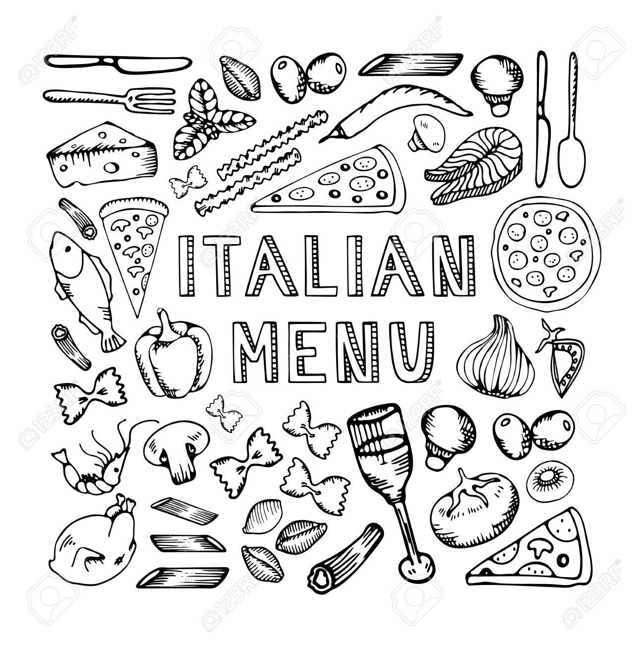 1299x1300 Restaurant Cafe Italian Menu. Illustration Of Vintage