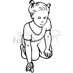 300x300 Royalty Free Black And White Outline Of A Little Girl Playing