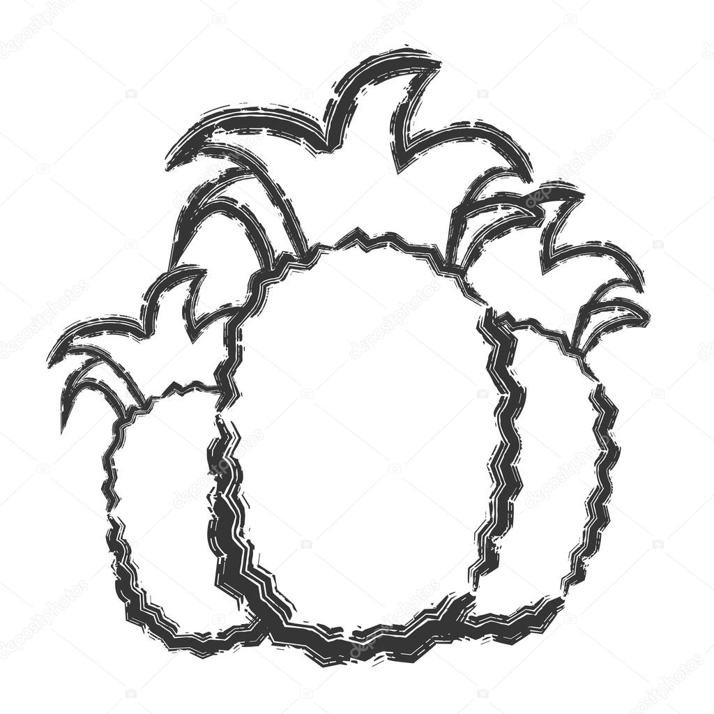 1024x1024 Vector Hand Drawn Brush Line Chalk Black Three Pineapple On White