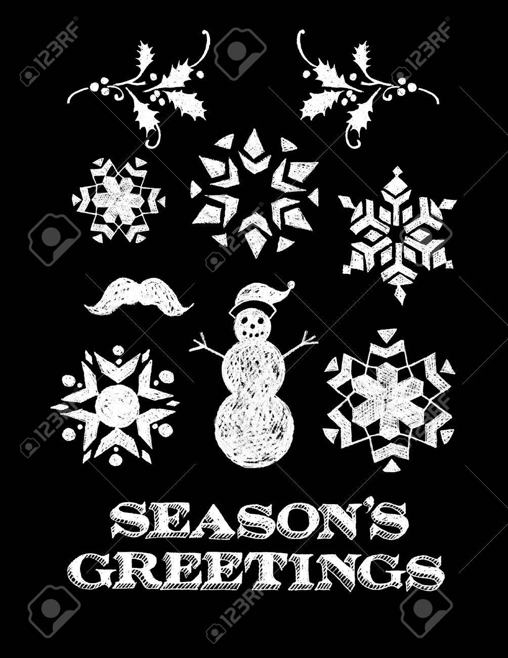 1004x1300 Vector Set Of Hand Drawn Vintage Chalkboard Holiday Icons