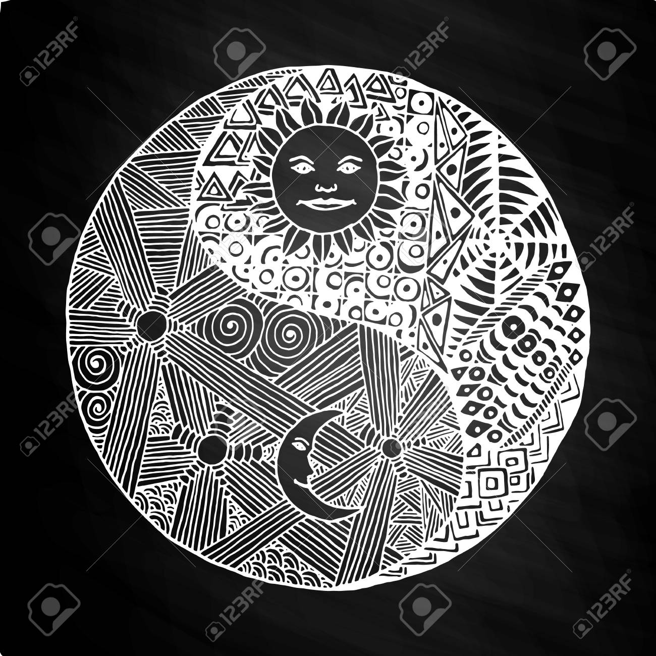 1300x1300 Yin Yang To Paint In A Style Doodle, Zentangl, Sunny Day Versus