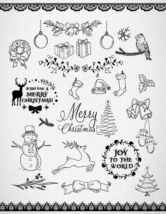 570x734 Chalkboard Christmas Doodles Clipart Christmas Clipart. Diy