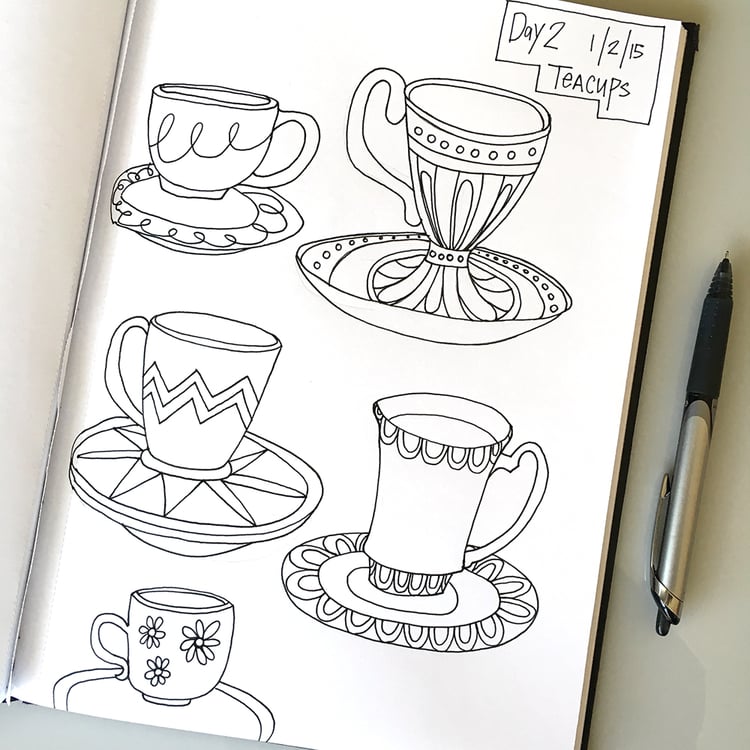 750x750 Day2 Teacup.jpg Dessins Drawing Challenge, Drawing