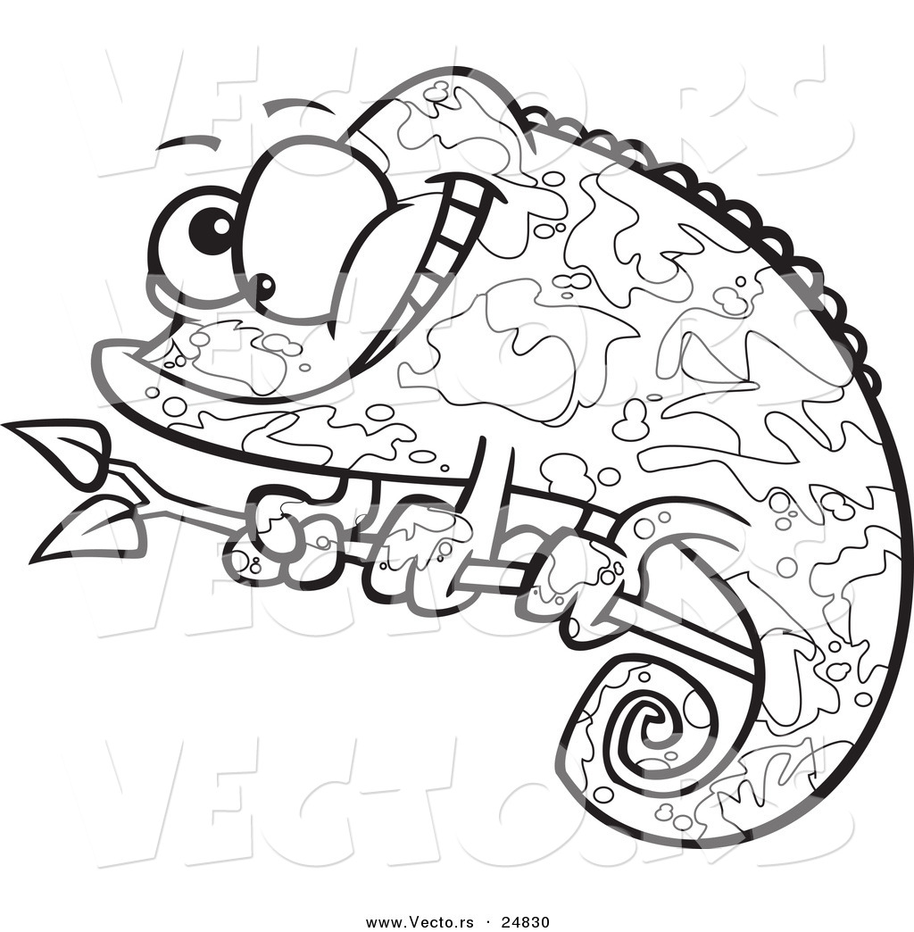 1024x1044 Vector Of A Cartoon Happy Chameleon Lizard With Camoflauge