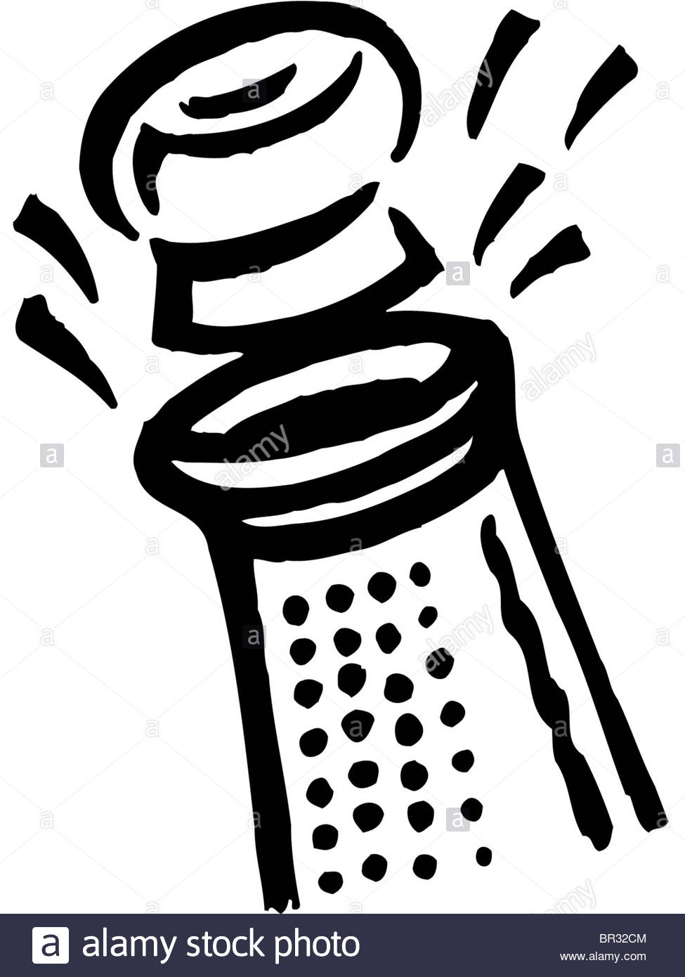 975x1390 Drawing Of A Wine Bottle With Cork In Black And White Stock Photo