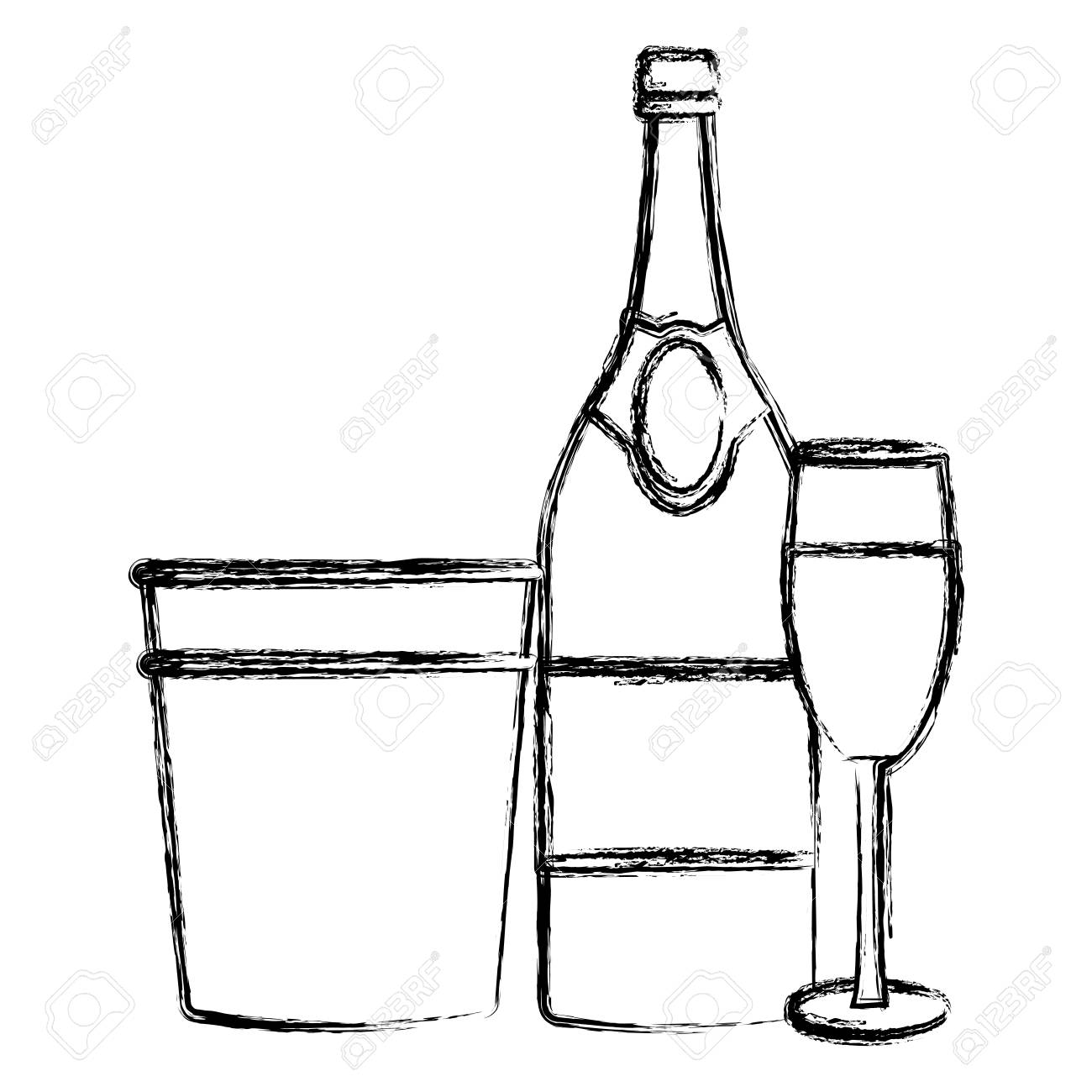 1300x1300 Champagne Bottle And Cup Icon Vector Illustration, Graphic Design