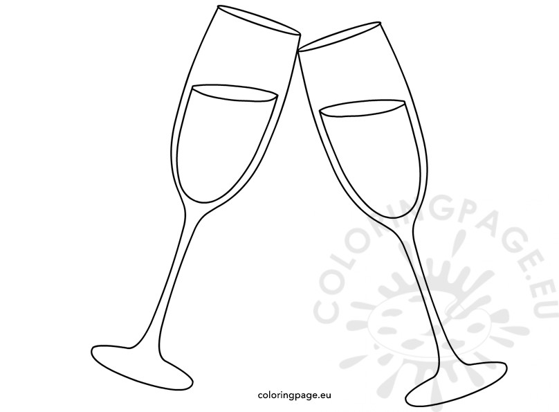 808x595 Cheers Two Champagne Glasses Coloring Page