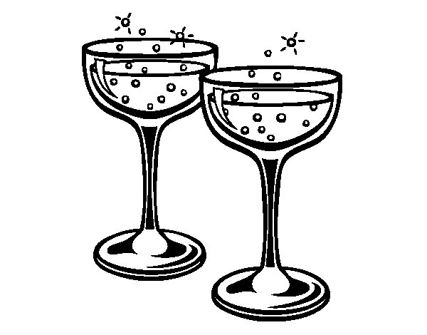 600x470 Champagne Glasses Coloring Page 3525 60th