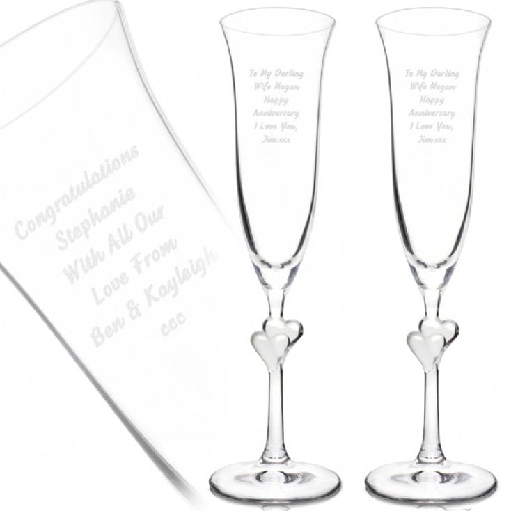 734x734 Personalised Champagne Flutes With Heart Stems Find Me A Gift