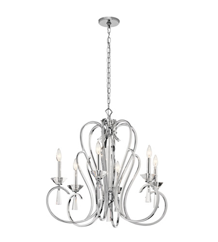 450x500 Kichler 42894ch Optic Ice 6 Light 29 Inch Chrome Chandelier