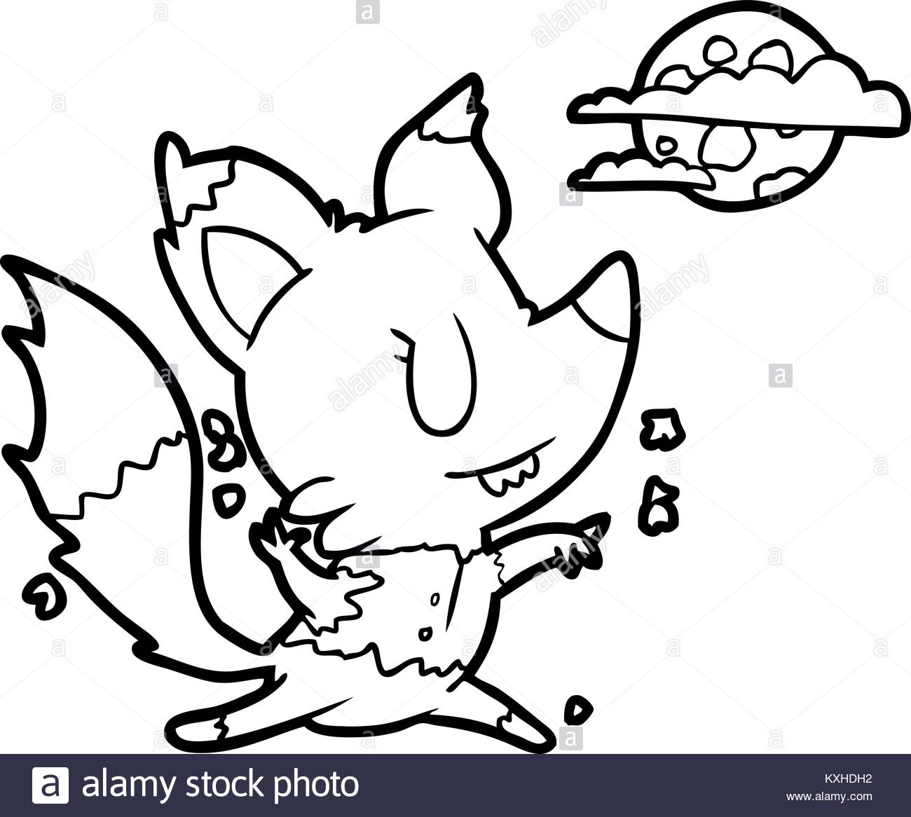 1300x1166 Line Drawing Of A Halloween Werewolf Changing In Moonlight Stock