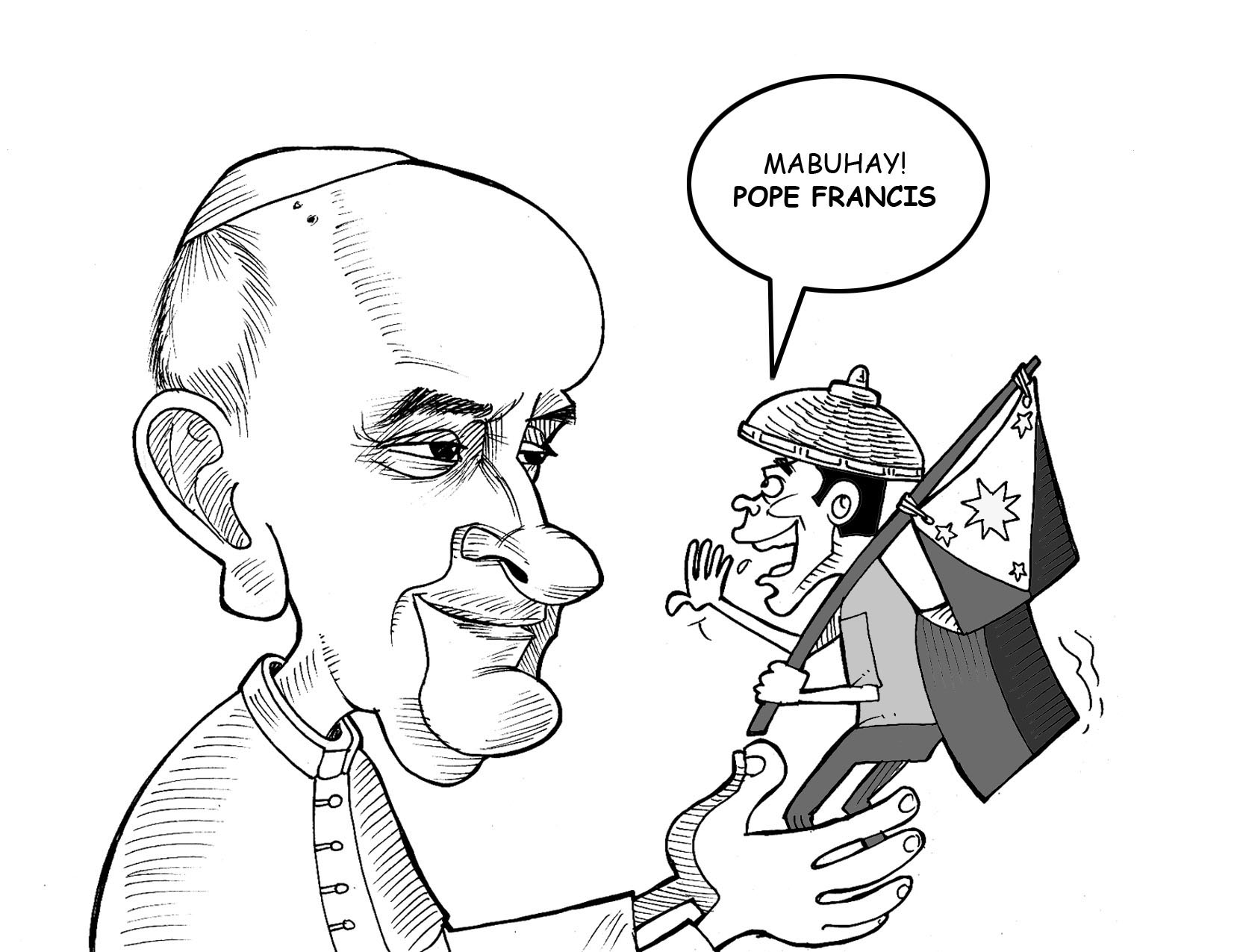 1661x1275 Editorial Cartooning Drawings Mabuhay Pope Francis Caricature