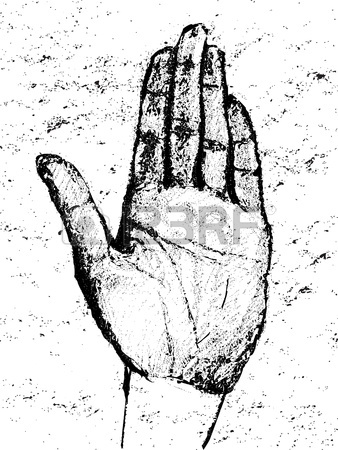 338x450 Black And White Hand Drawn Sketch Of The Hands Of An Old Man