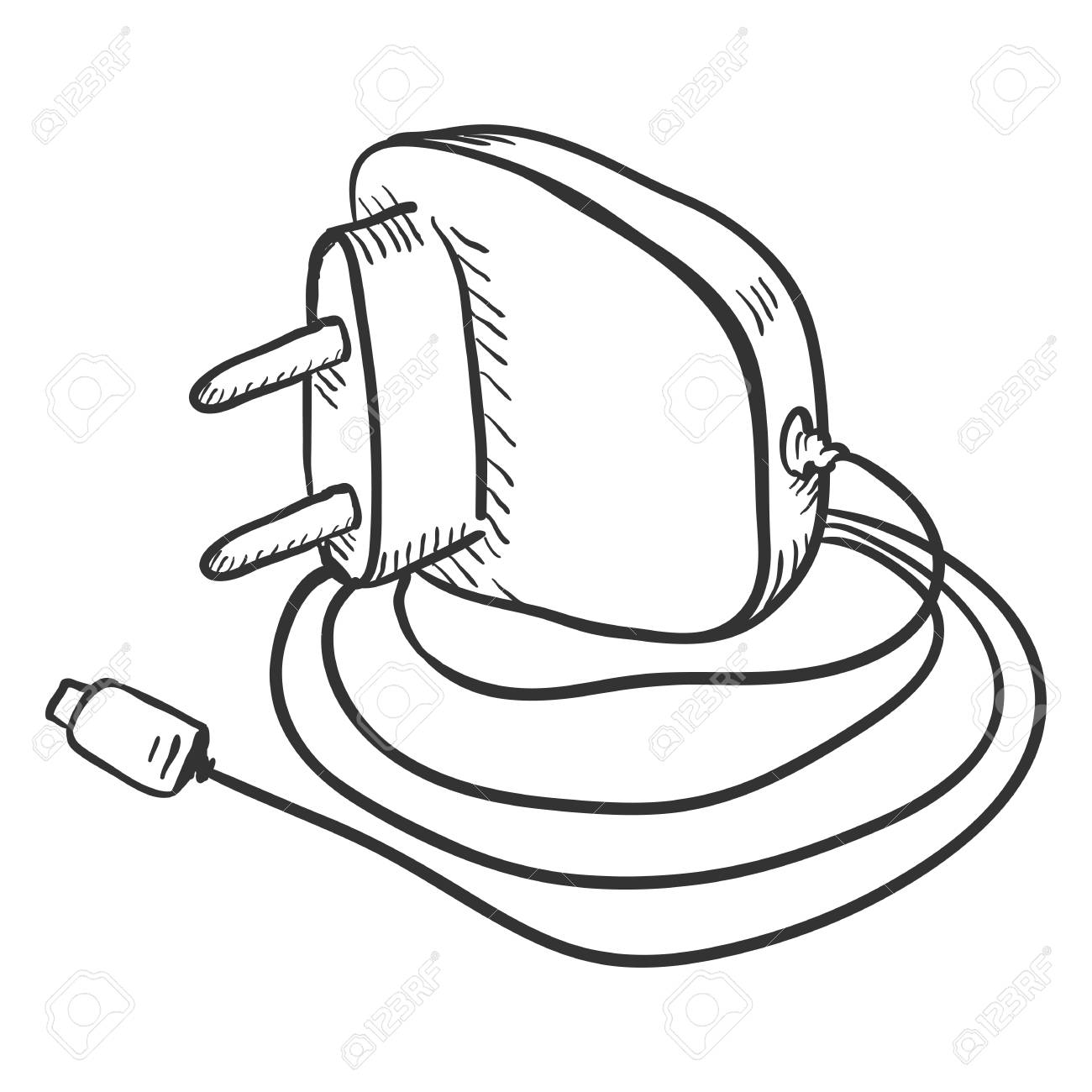 1300x1300 Vector Single Sketch Charger For Mobile Phones On White Background