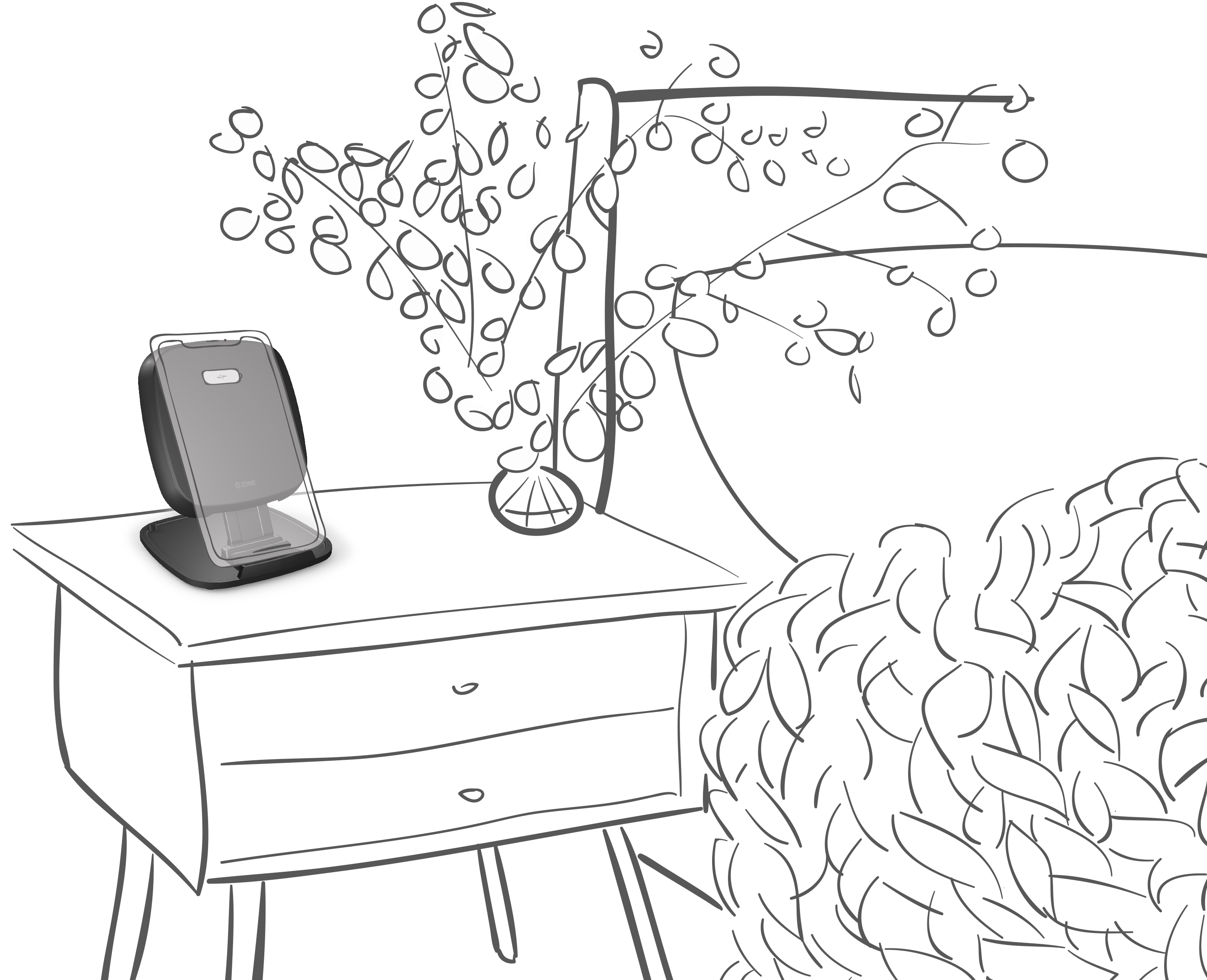 2900x2355 Zens Fast Wireless Charger Standase Black 10w