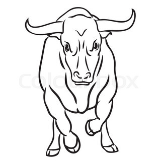 320x320 Freehand Sketch Illustration Of Charging Bull, Doodle Hand Drawn