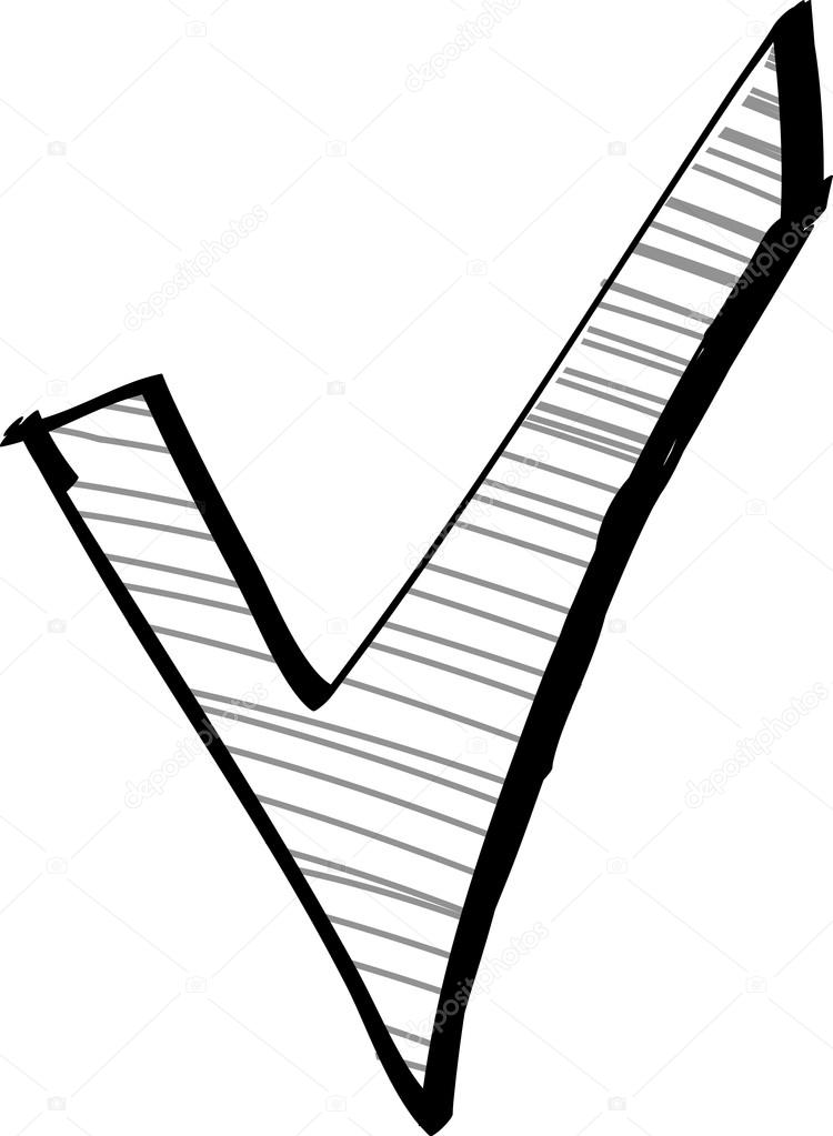 750x1023 Check Mark Cartoon Sketch Hand Drawn Vercor Illustration Stock