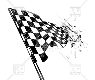 400x336 Drawing Checkered Flag In Dynamic Style Royalty Free Vector Clip