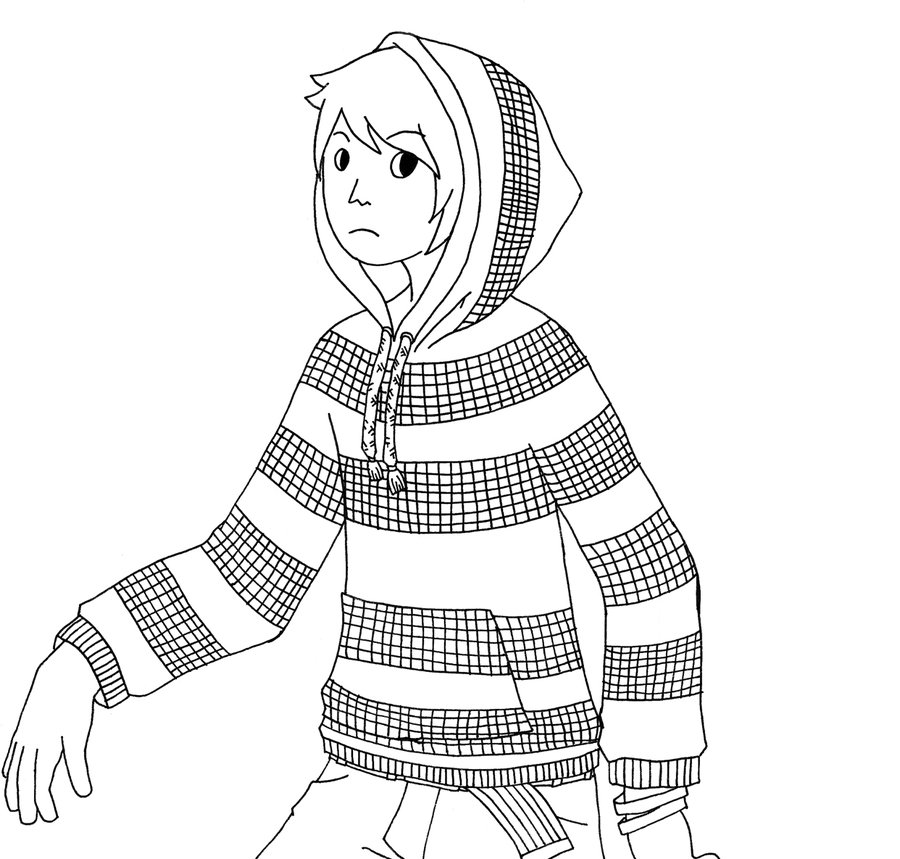 900x859 Boy With A Checkered Hoodie. By Hooful