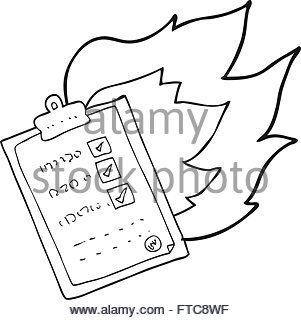 301x320 Freehand Drawn Cartoon Checklist Burning Stock Vector Art