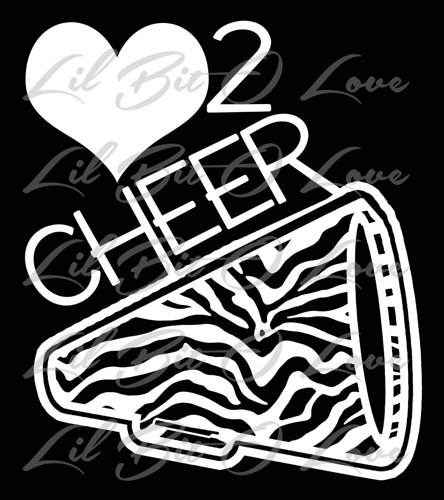 444x500 Zebra Love 2 Cheer Vinyl Decal With Megaphone Sticker Cheerleading