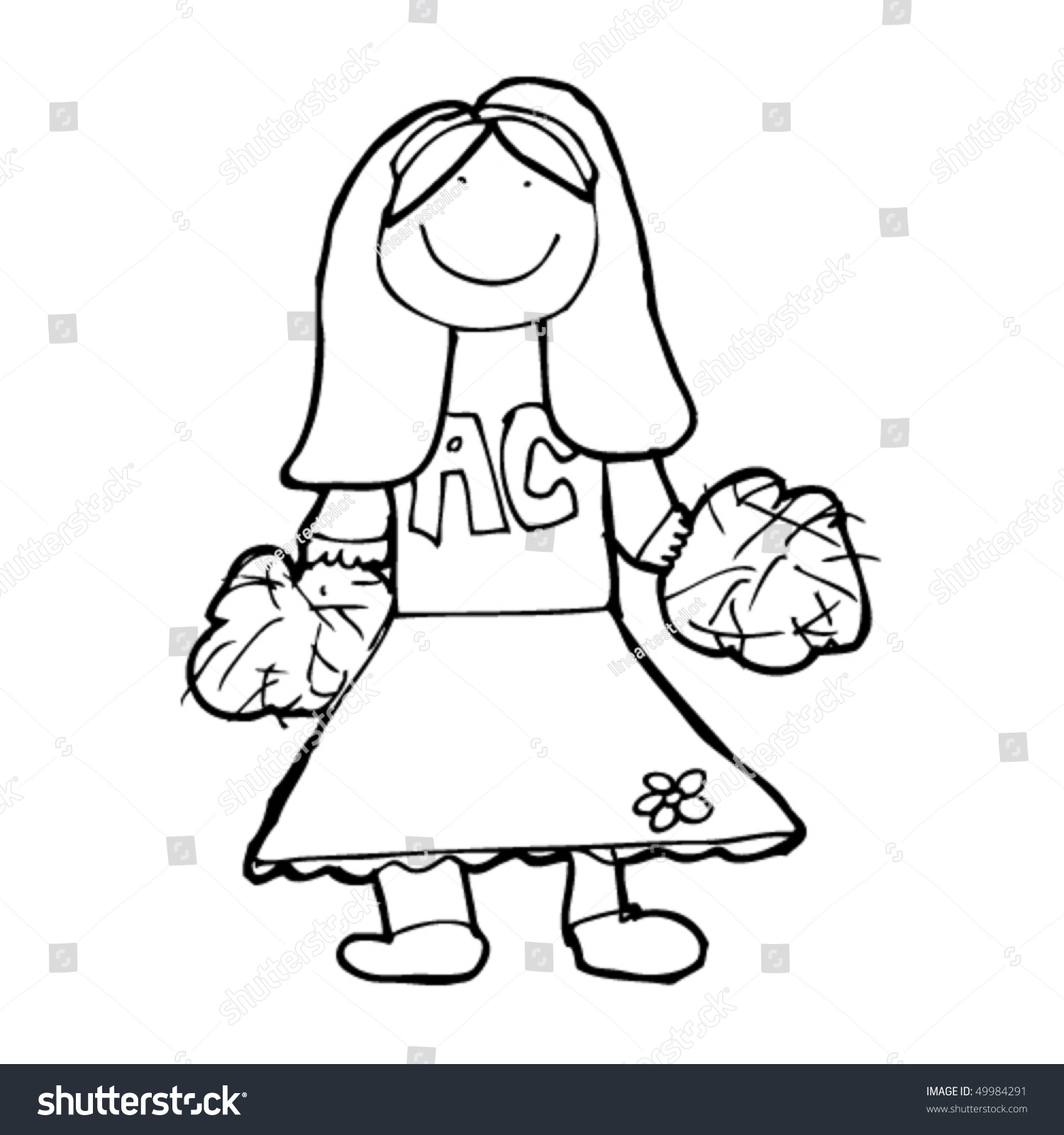 1500x1600 Drawing Of A Cheerleader A Simple Sketch Of A Cheerleader Stock