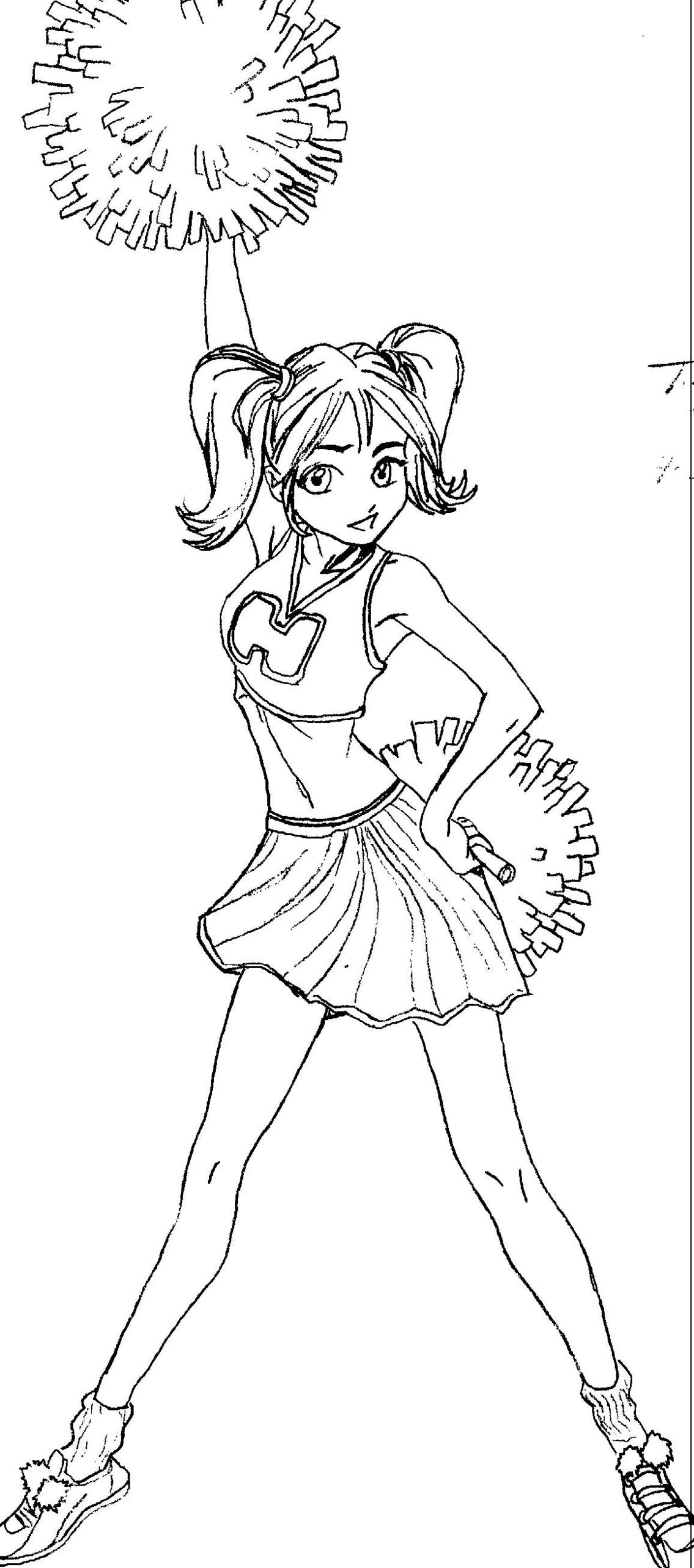 Pom Cheer Cheerleading Megaphone Coloring Pages Poms Printable Drawing ...