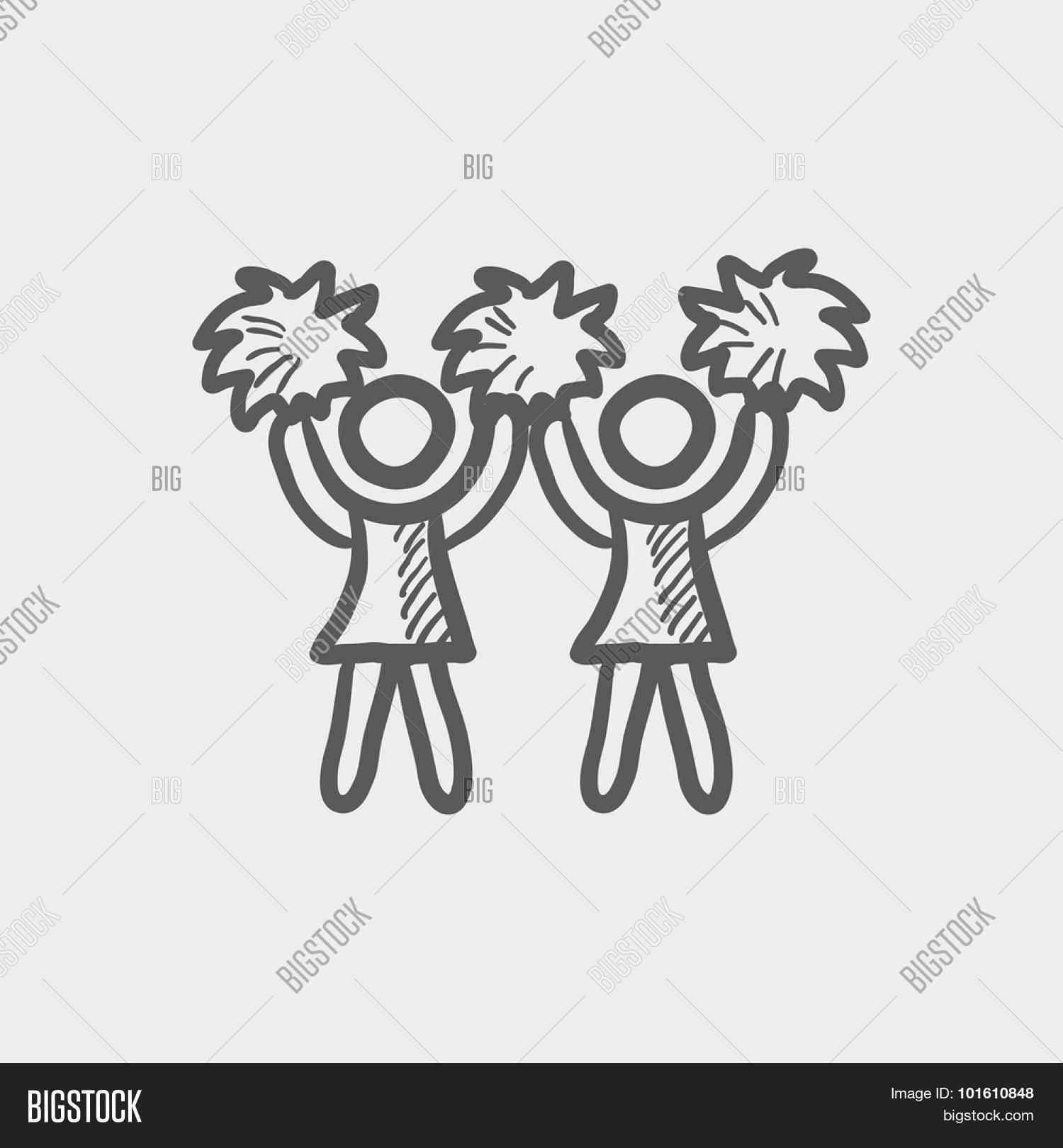 1500x1620 Cheerleaders Sketch Icon Web, Vector Amp Photo Bigstock