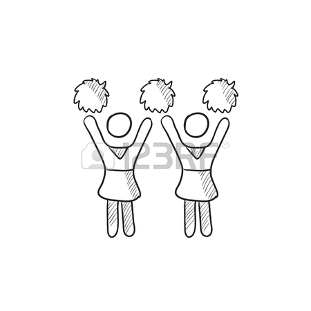 450x450 Cheerleaders Vector Sketch Icon Isolated On Background. Hand