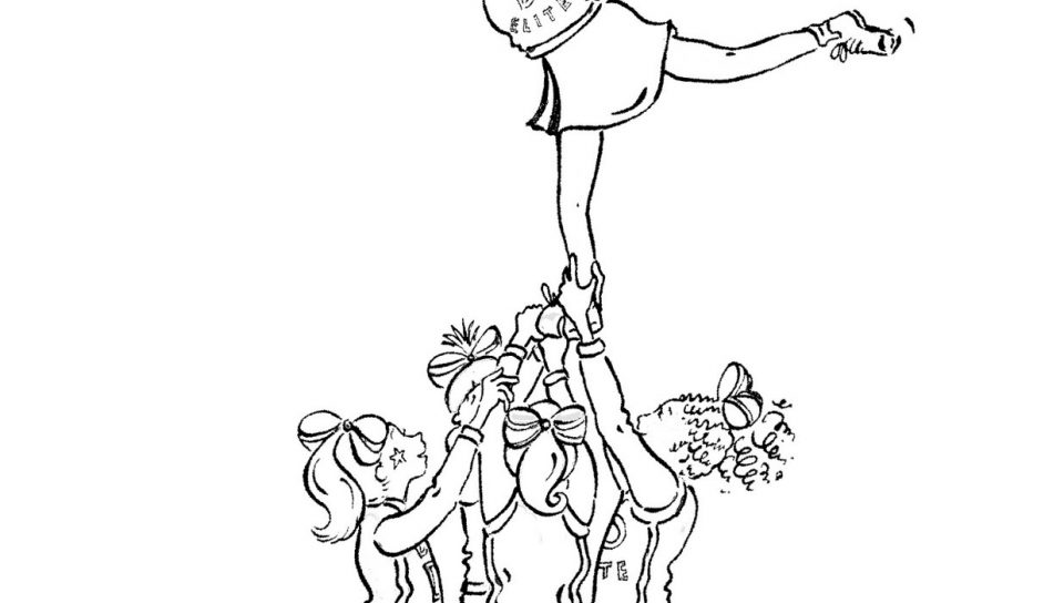 960x544 Vector Of Cartoon Cheerleader Girl Outlined Coloring Page Pages