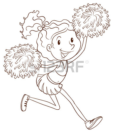 386x450 A Plain Drawing Of A Cheerleader On A White Background Royalty