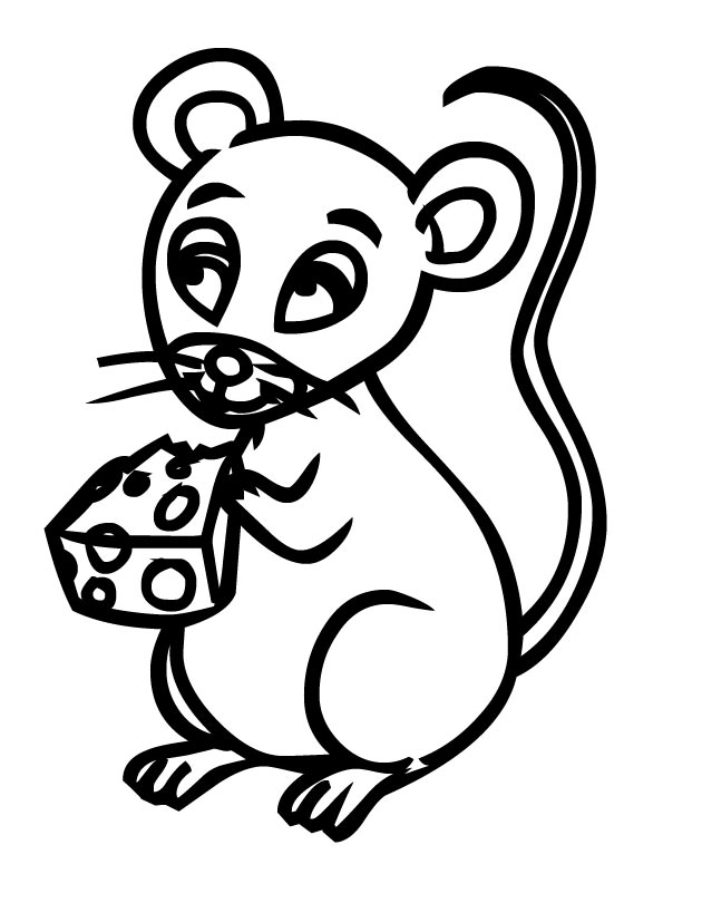 630x810 Mouse Eating Cheese Coloring Page