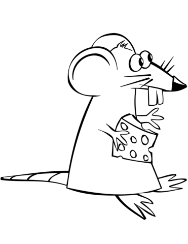371x480 Cartoon Mouse With Cheese Coloring Page Free Printable Coloring