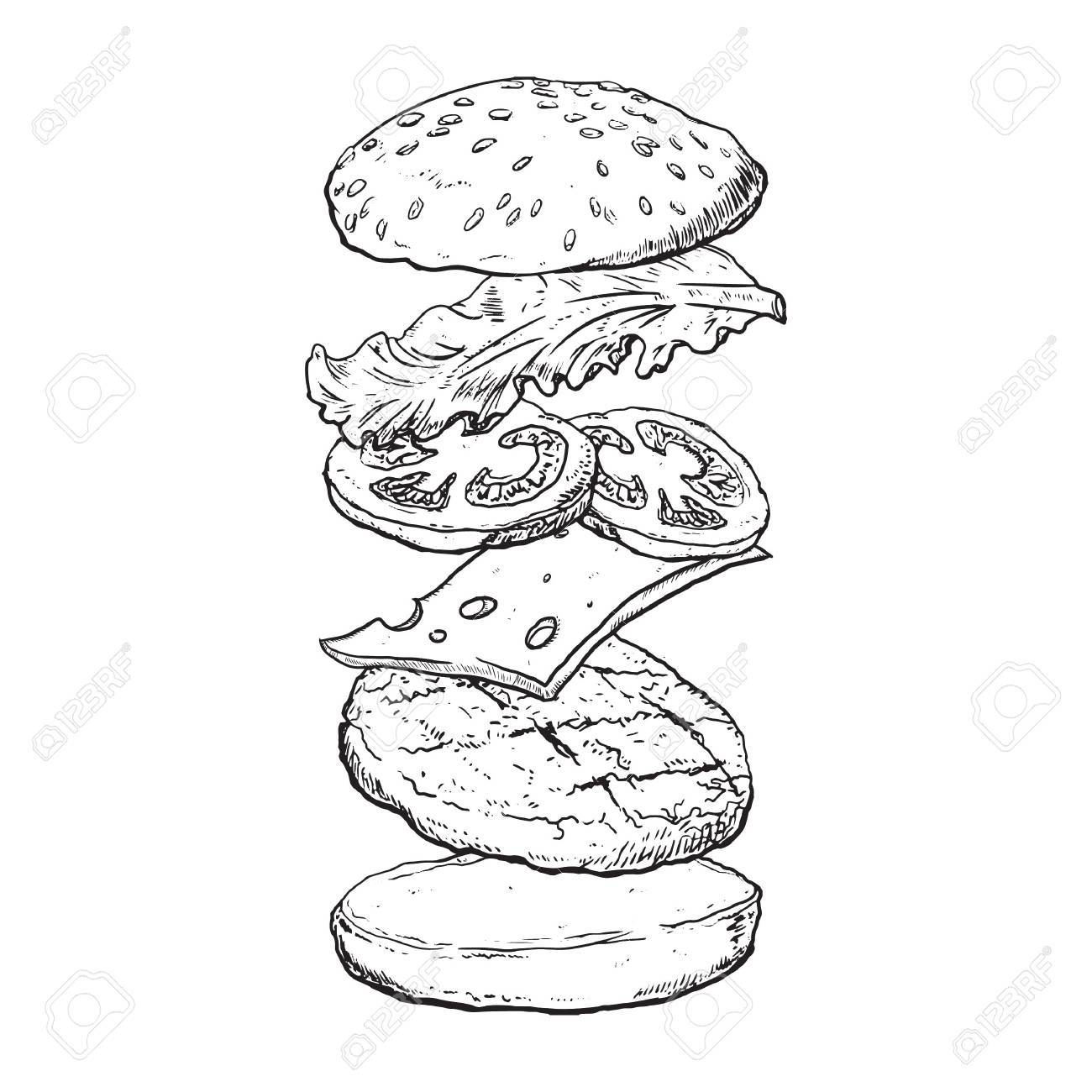 1300x1300 Tossed Cheeseburger Royalty Free Cliparts, Vectors, And Stock