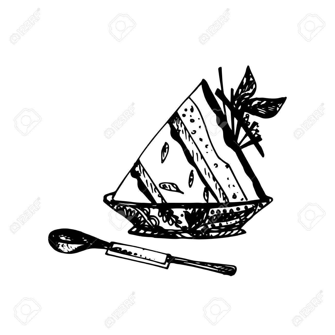 1300x1300 Hand Drawn Sketch Of Cheesecake. Vintage Sketch. Great For Banner