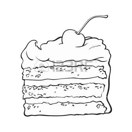 450x450 Black And White Hand Drawn Piece Of Cheesecake Decorated