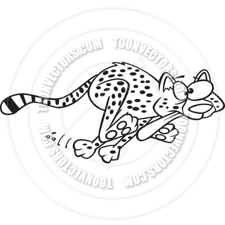 460x460 Cartoon Cheetah Running (Black Amp White Line Art) By Ron Leishman